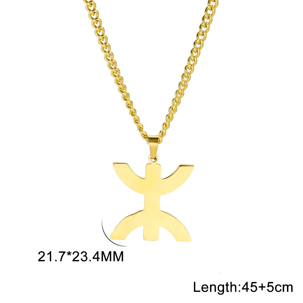 Collier avec pendentif symbolique berbère "yaz" arabe pour femme