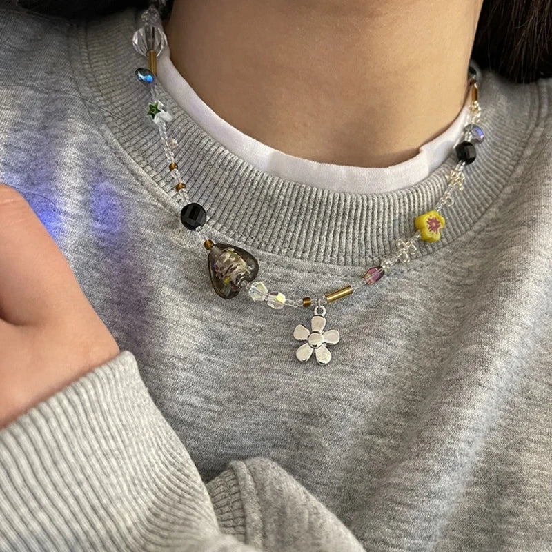 Collar con Colgantes de Flores para Mujer