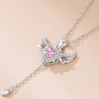 Roze Engelvleugels Hart Ketting