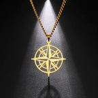 Collier Compas Pendentif Boussole Rose des Vents or