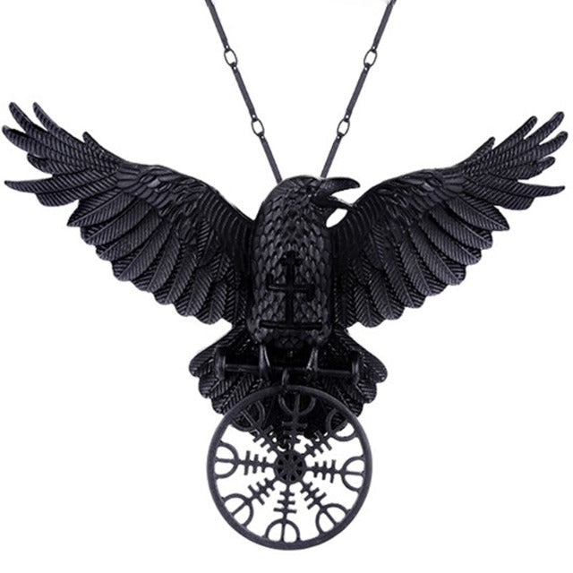 Collana Corvo di Odino Pendente Celtico Viking Uomo Donna Nordico