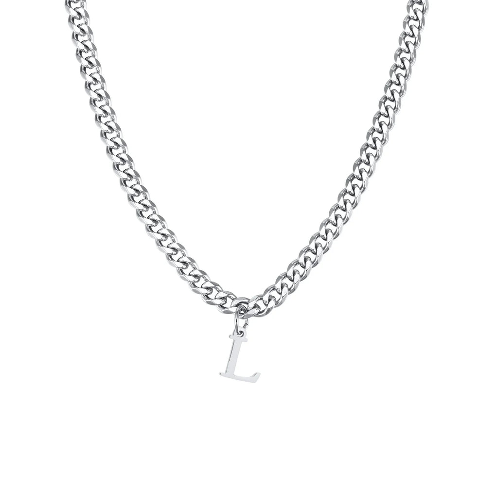 Collier homme avec pendentif personnalisé initiale l 