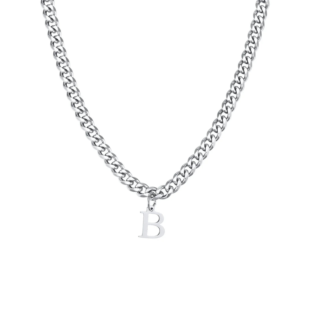 Collier homme avec pendentif personnalisé initiale  b