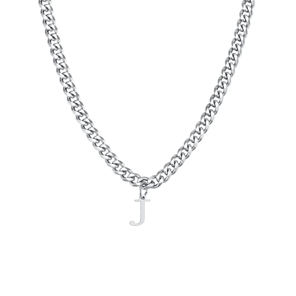 Collier homme avec pendentif personnalisé initiale  j