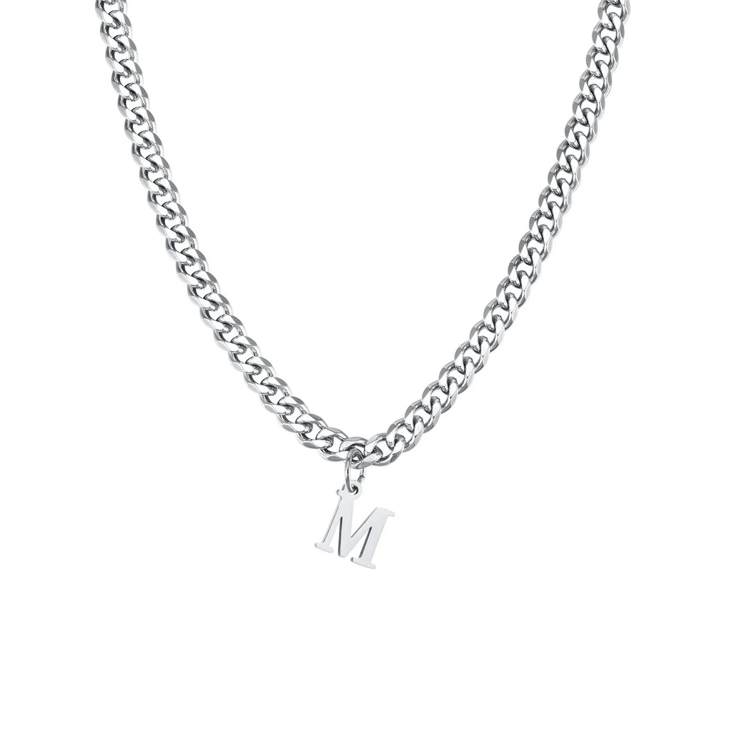 Collier homme avec pendentif personnalisé initiale  m