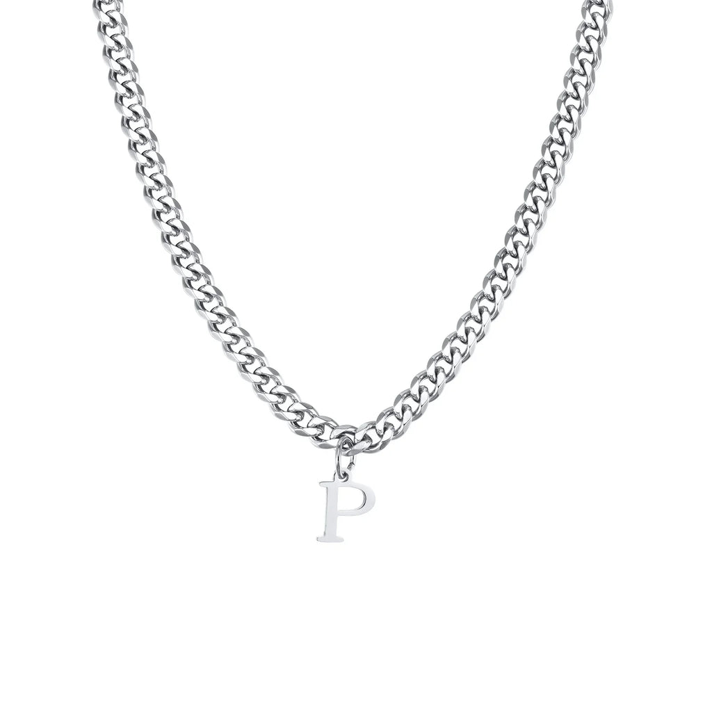 Collier homme avec pendentif personnalisé initiale  p