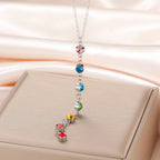 Collier de Protection avec Long Pendentif en Pierres 7 Chakras argent