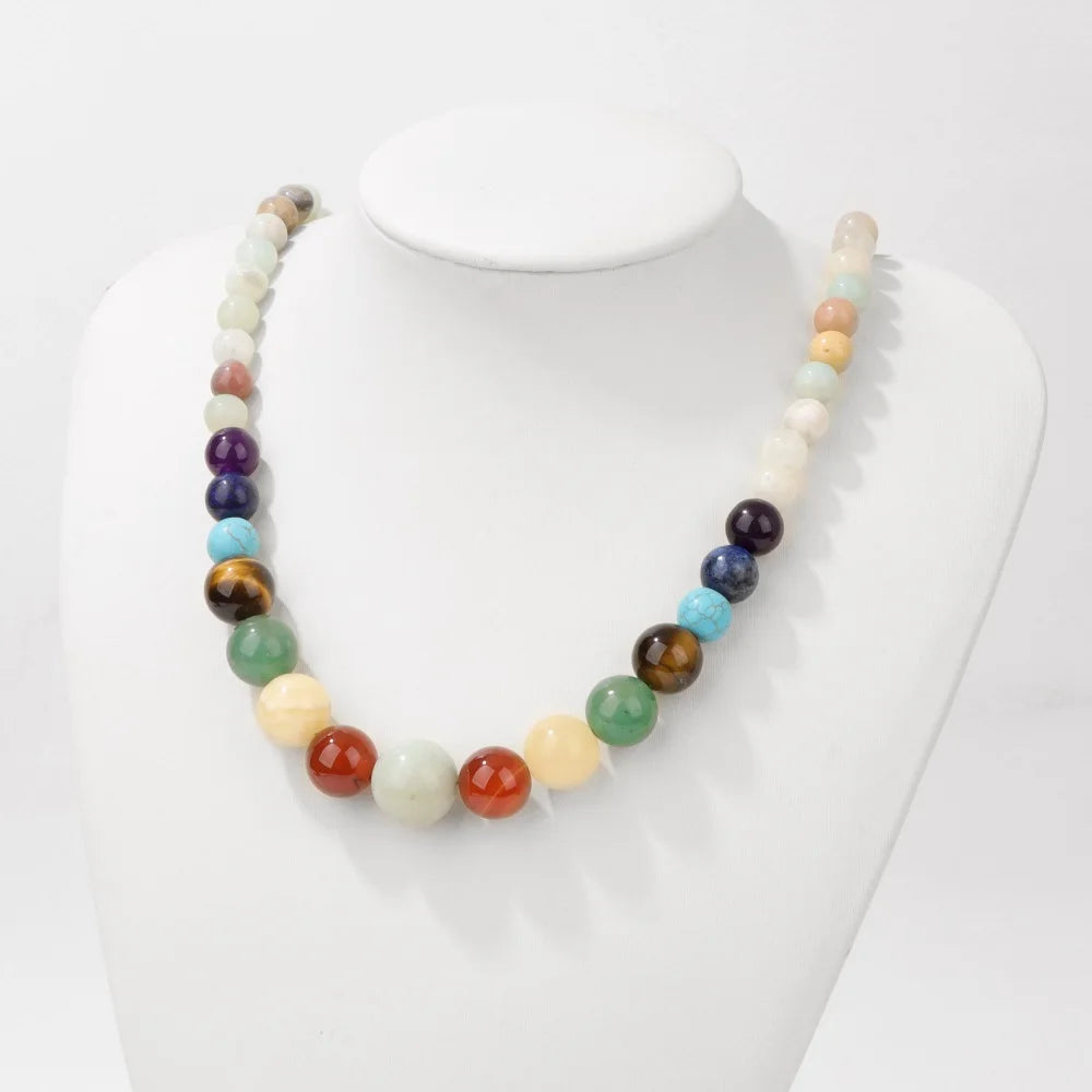 Collier de Protection avec Pendentif en Pierres 7 Chakras amazonite