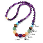 Collier de Protection avec Pendentif en Pierres 7 Chakras améthyste