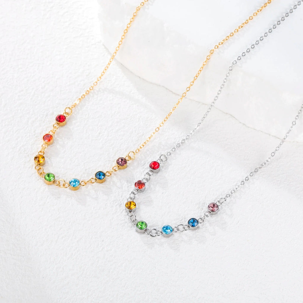 Collier de Protection avec Pendentif en Pierres 7 Chakras pour Femme or