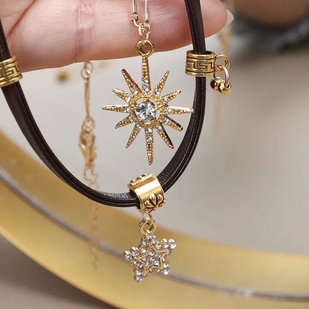 Collier Double Pendentif Soleil