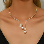 Colar elegante brilhante com pérolas 