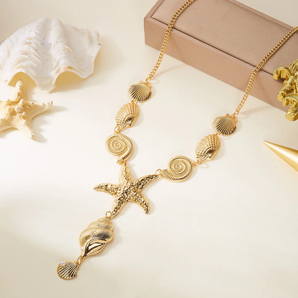 Collier en Y coquillage et étoile de mer