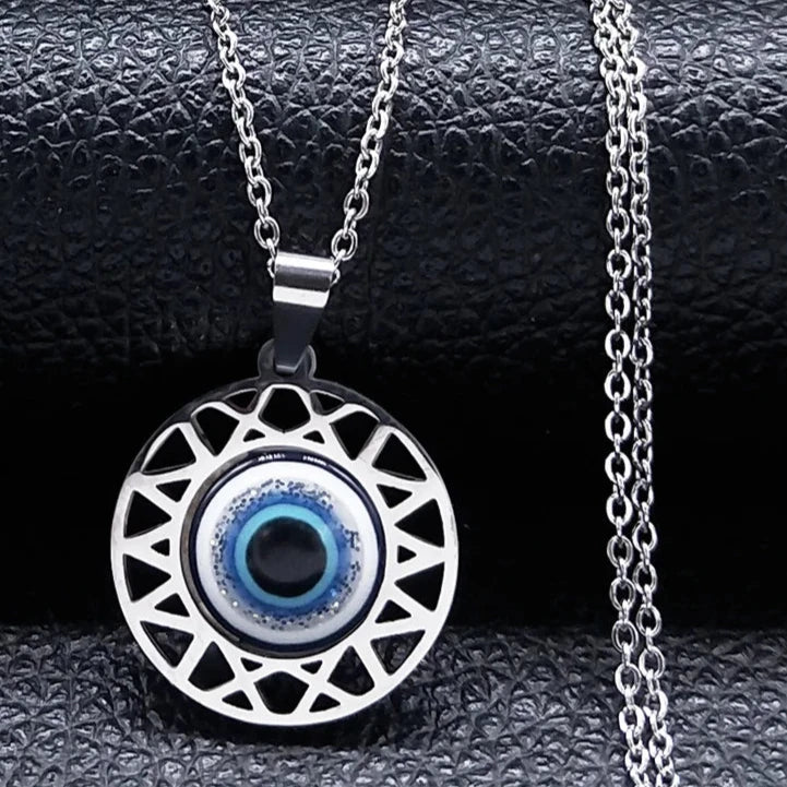 Halskette und Ohrringe mit türkischem blauem Nazar-Amulett-Anhänger