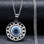 Halskette und Ohrringe mit türkischem blauem Nazar-Amulett-Anhänger