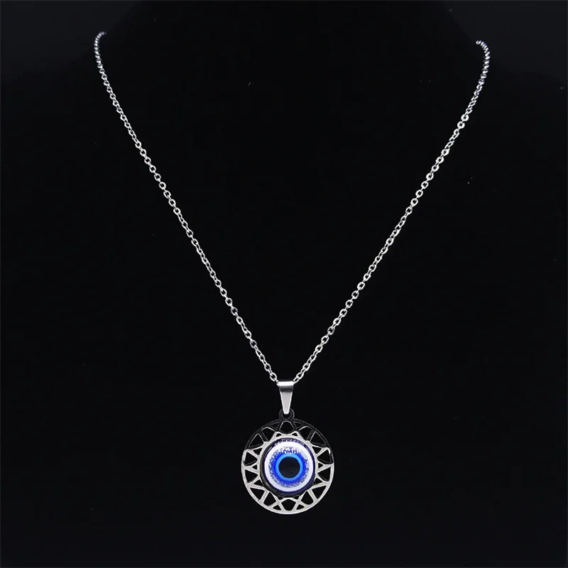 Halskette und Ohrringe mit türkischem blauem Nazar-Amulett-Anhänger