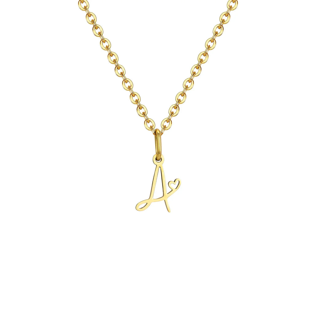 Collier femme avec pendentif initiale lettre et coeur a