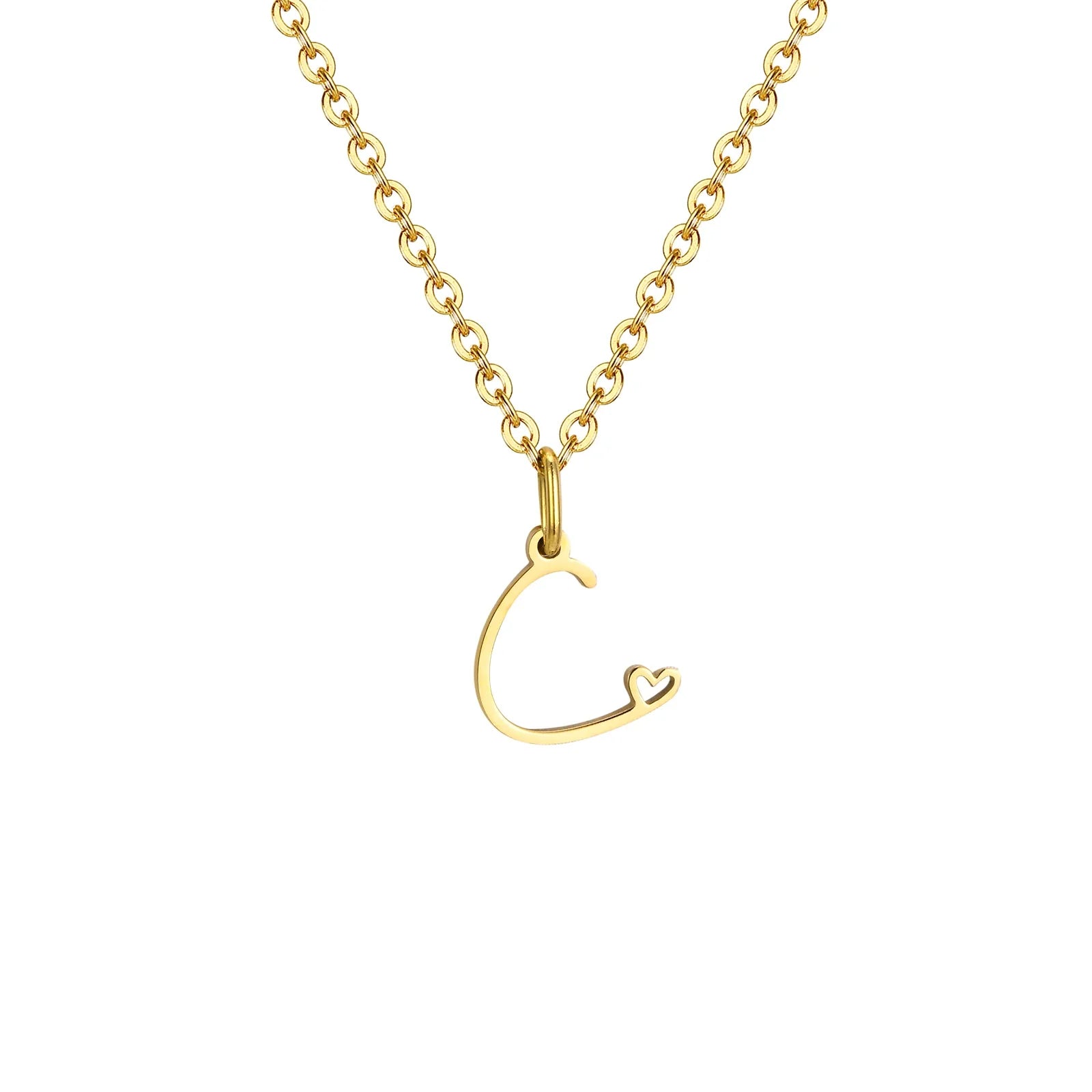 Collier femme avec pendentif initiale lettre et coeur c