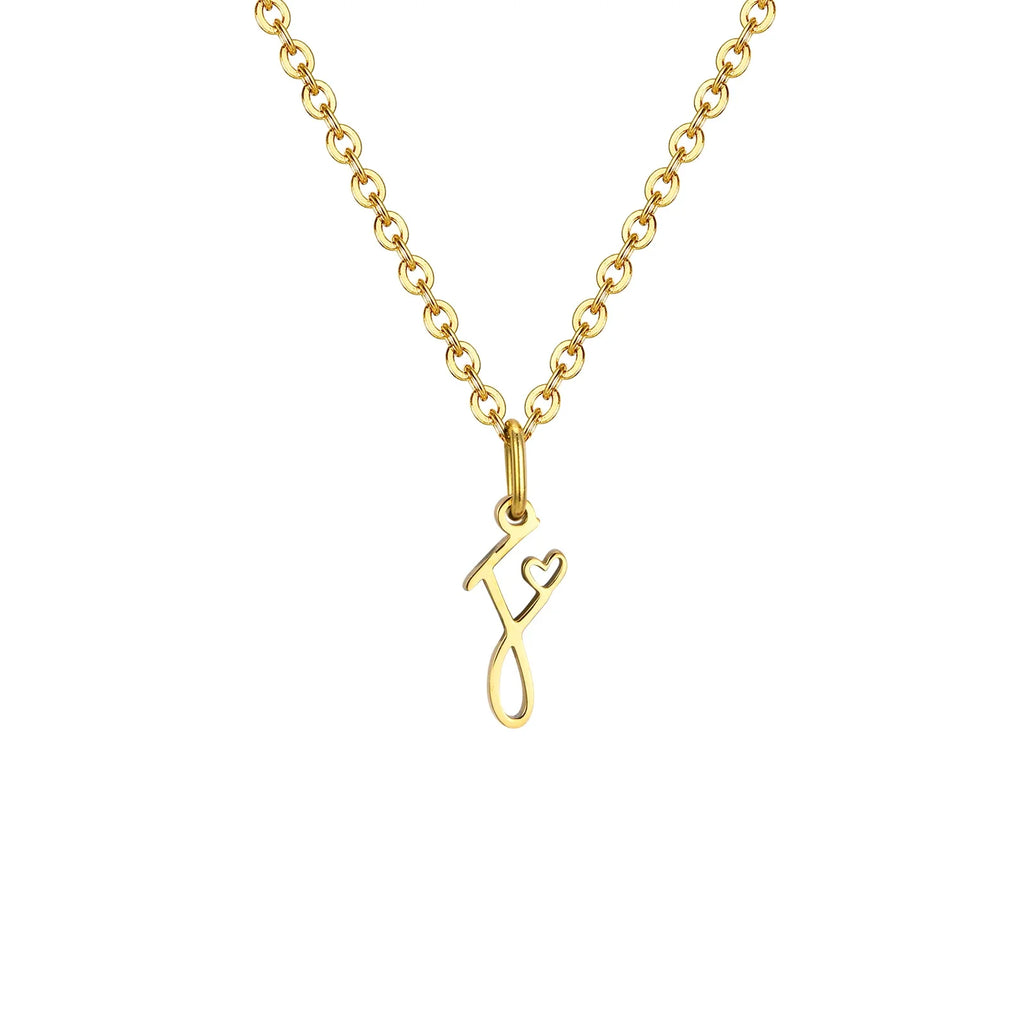 Collier femme avec pendentif initiale lettre et coeur f
