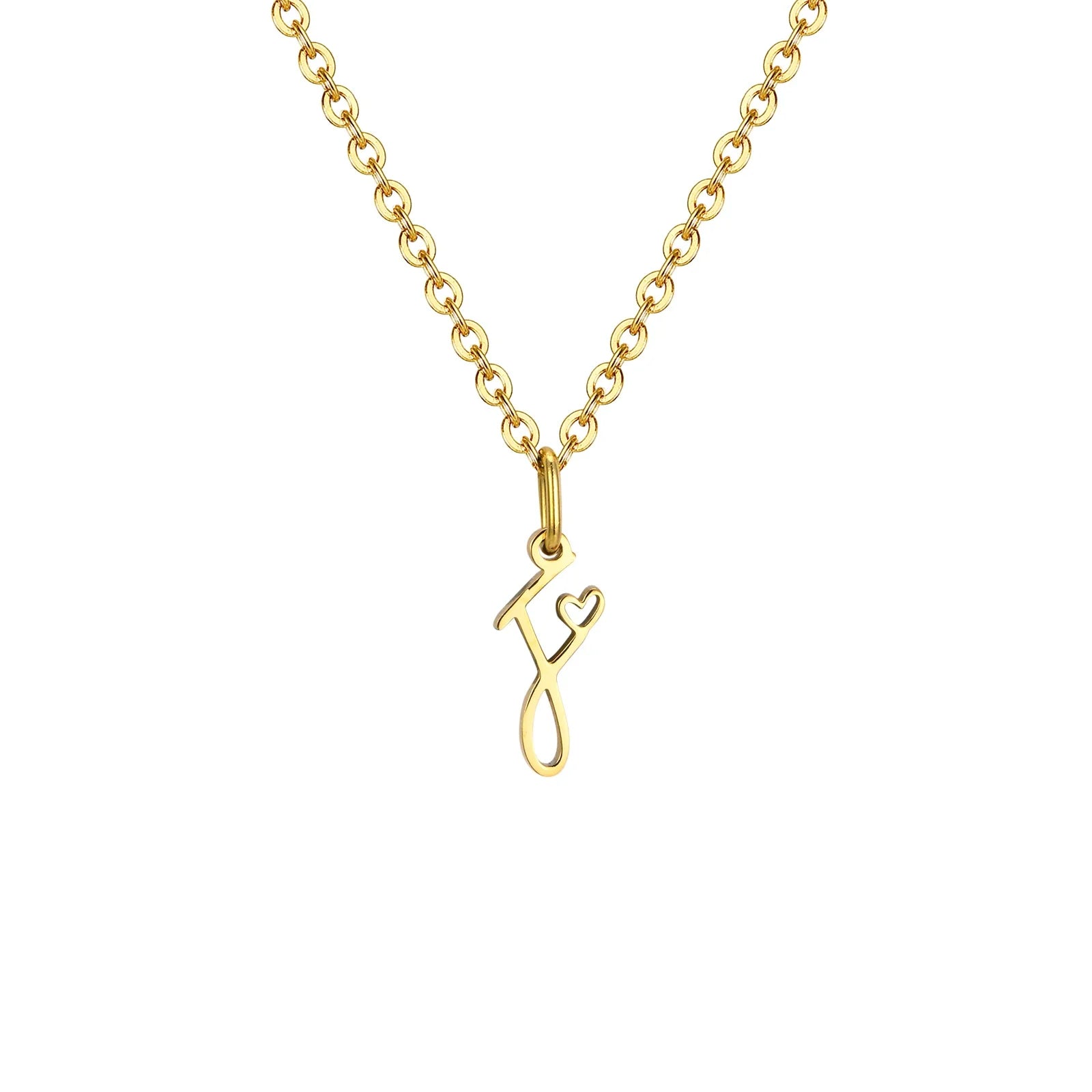 Collier femme avec pendentif initiale lettre et coeur f
