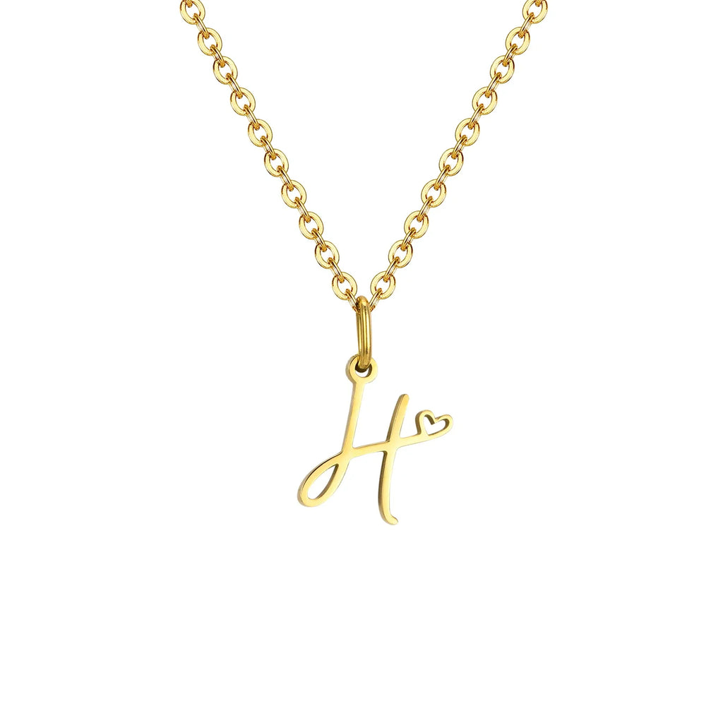 Collier femme avec pendentif initiale lettre et coeur h