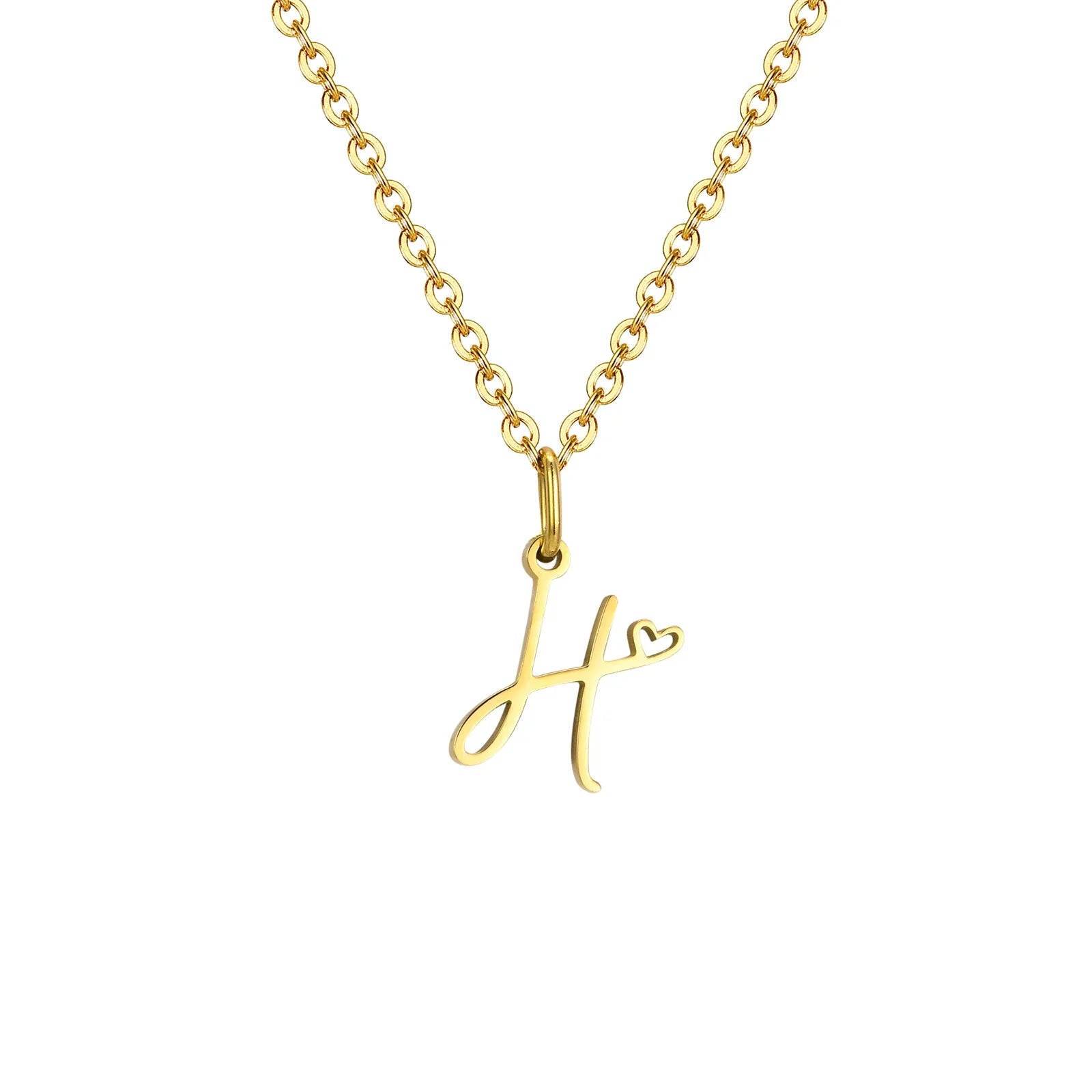 Collier femme avec pendentif initiale lettre et coeur h
