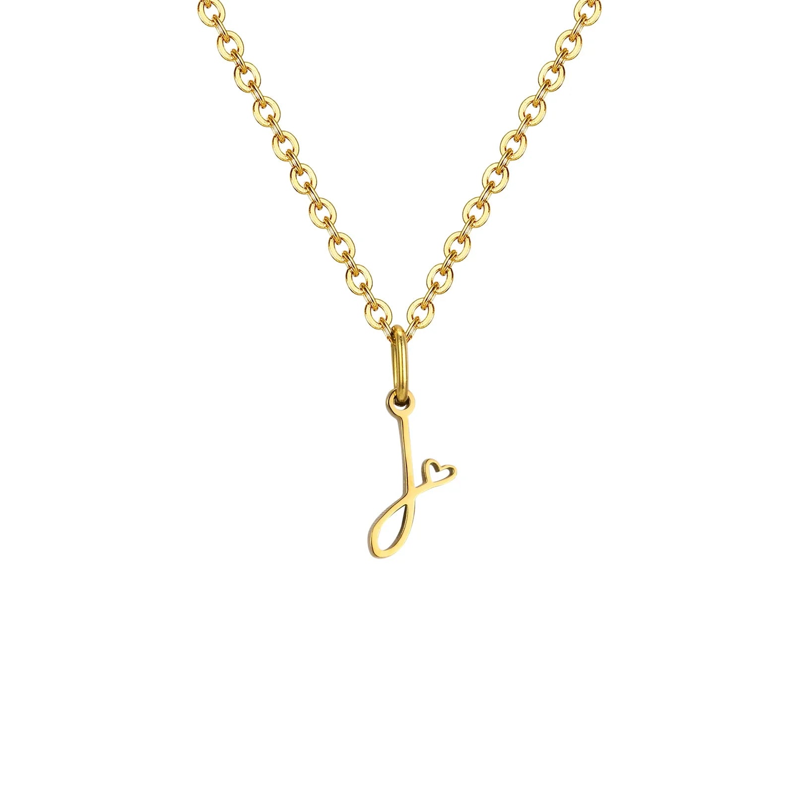 Collier femme avec pendentif initiale lettre et coeur j