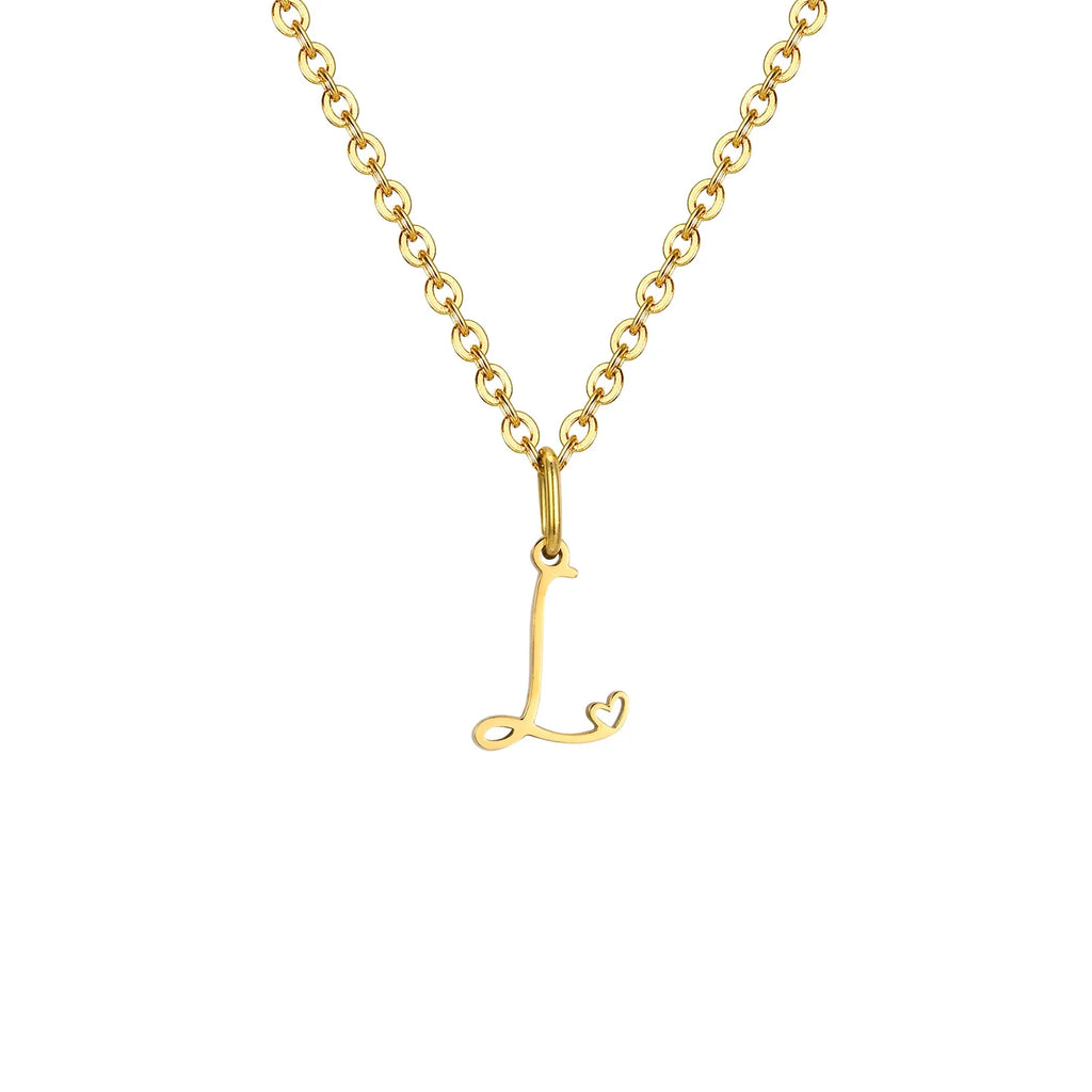 Collier femme avec pendentif initiale lettre et coeur l