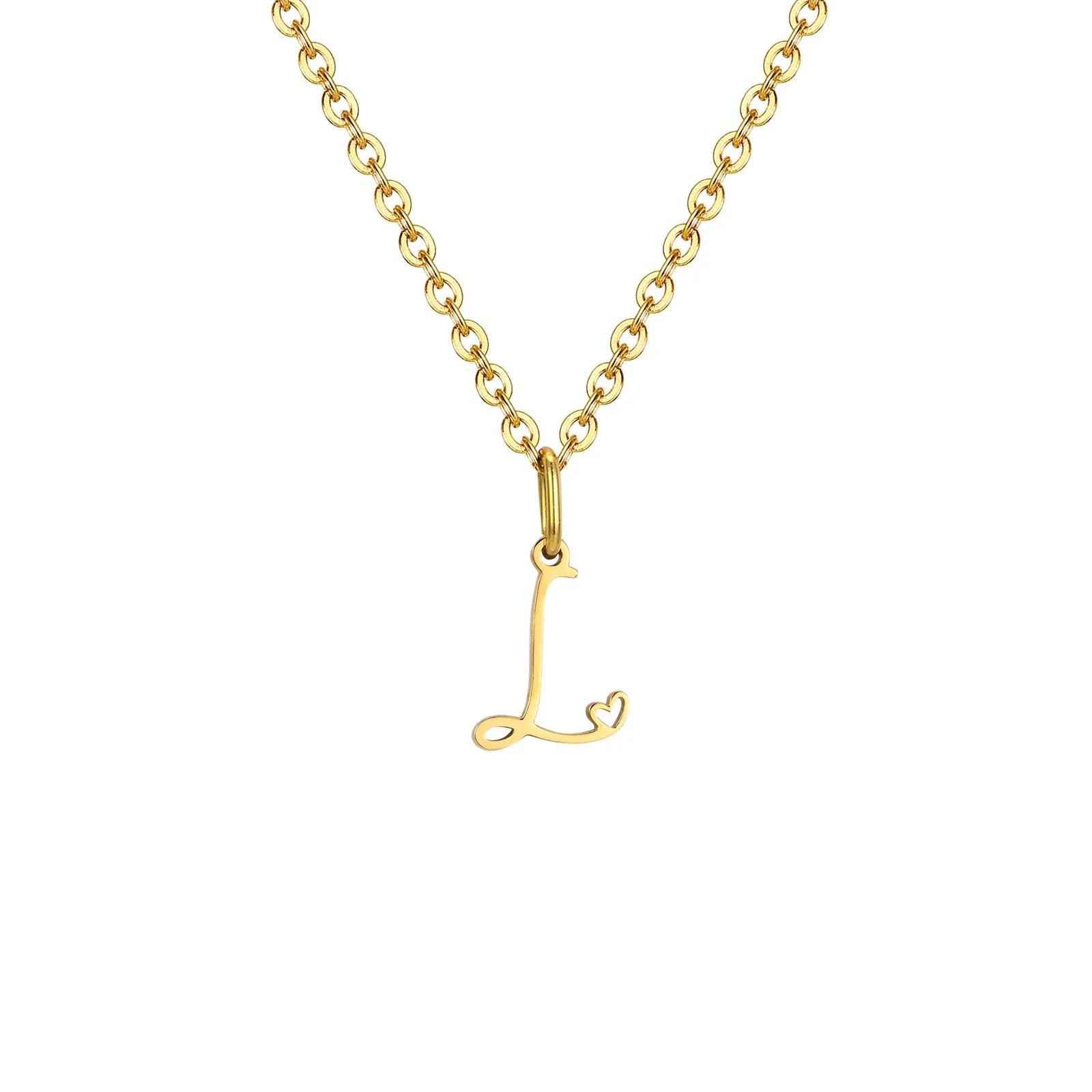 Collier femme avec pendentif initiale lettre et coeur l