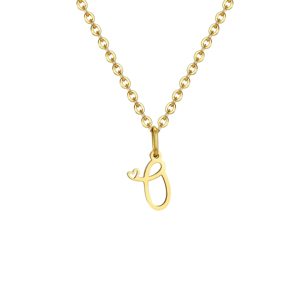 Collier femme avec pendentif initiale lettre et coeur o