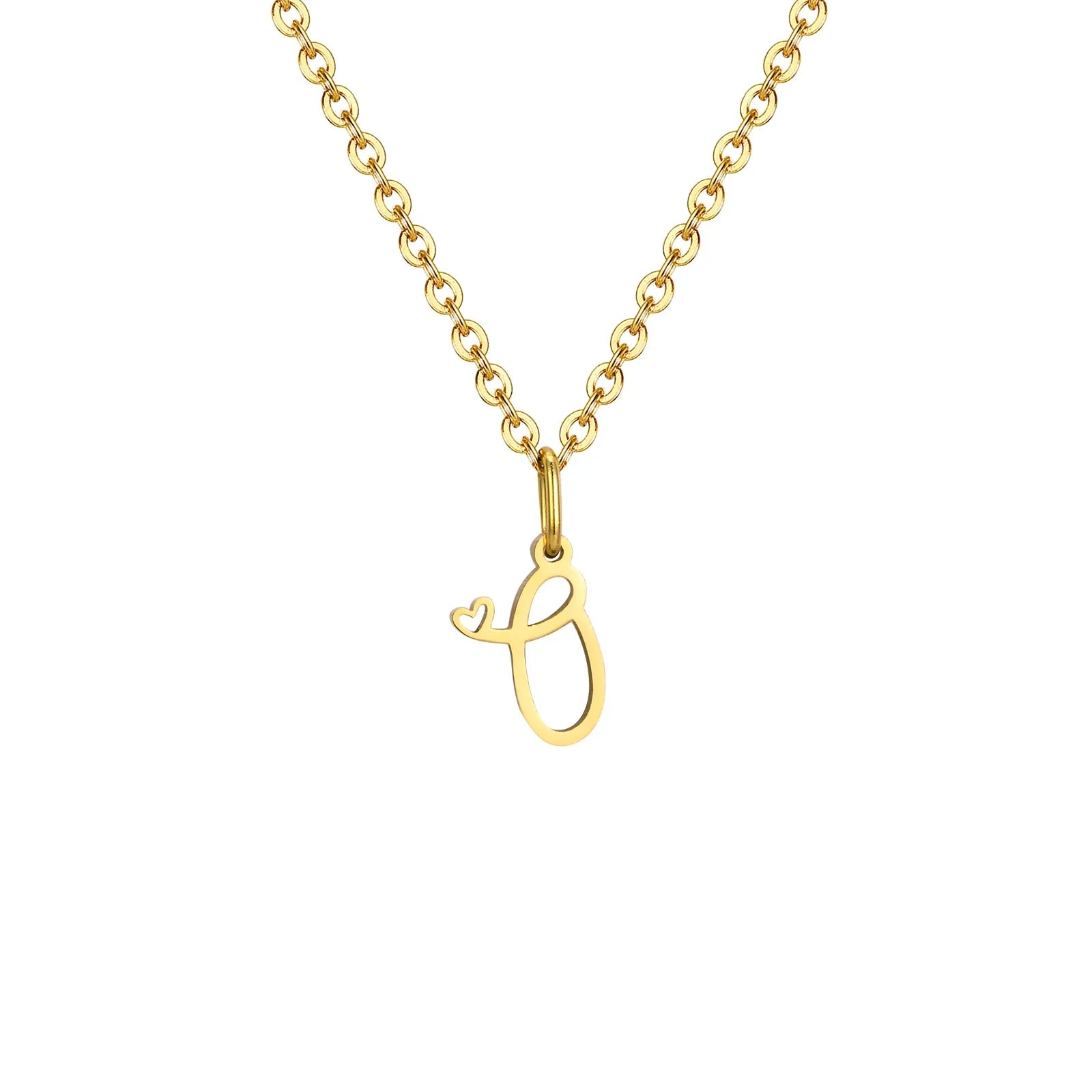 Collier femme avec pendentif initiale lettre et coeur o