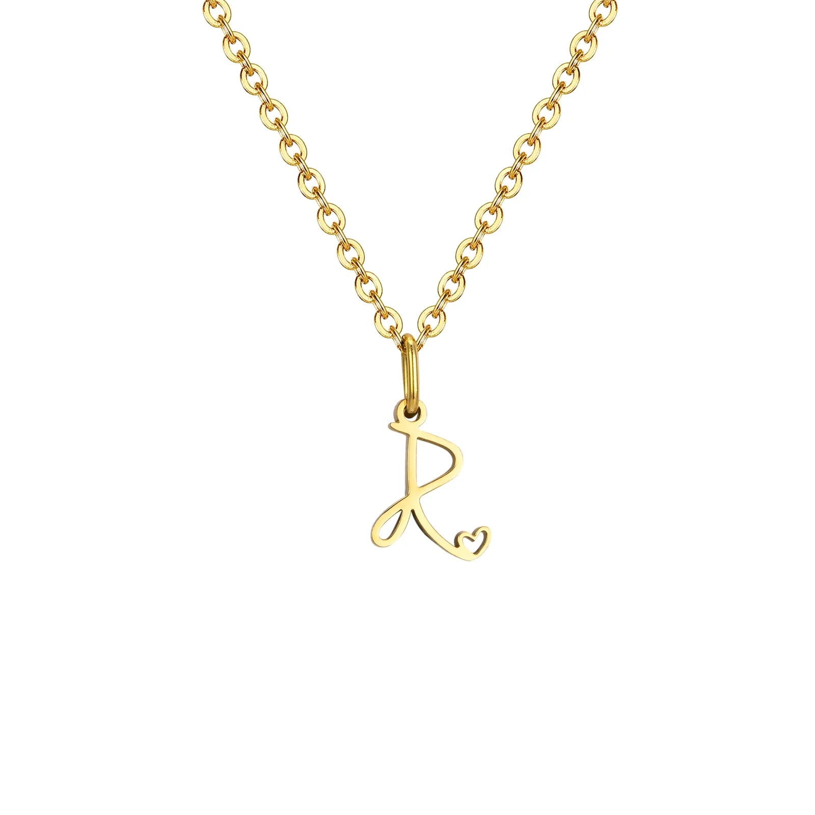 Collier femme avec pendentif initiale lettre et coeur r