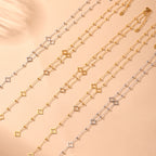 Collier Long avec Pendentifs Trèfle à 4 Feuilles et Zircon or