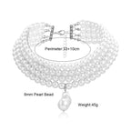 Collana di perle multistrato con il suo pendente a perla 