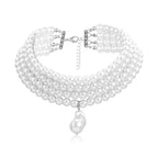 Collana multiplo giro con ciondolo perla goccia d'acqua oro