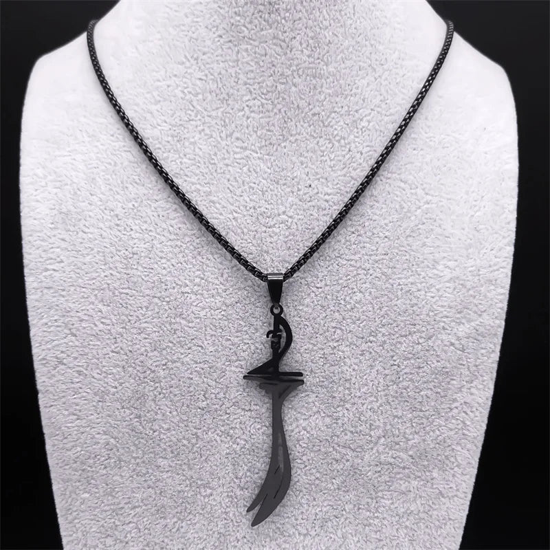 Black necklace with Ali Zulfikar Arab Islamic Muslim sword pendant