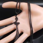 Black necklace with Ali Zulfikar Arab Islamic Muslim sword pendant