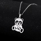 Niedliche Panda-Anhänger Halskette Silber