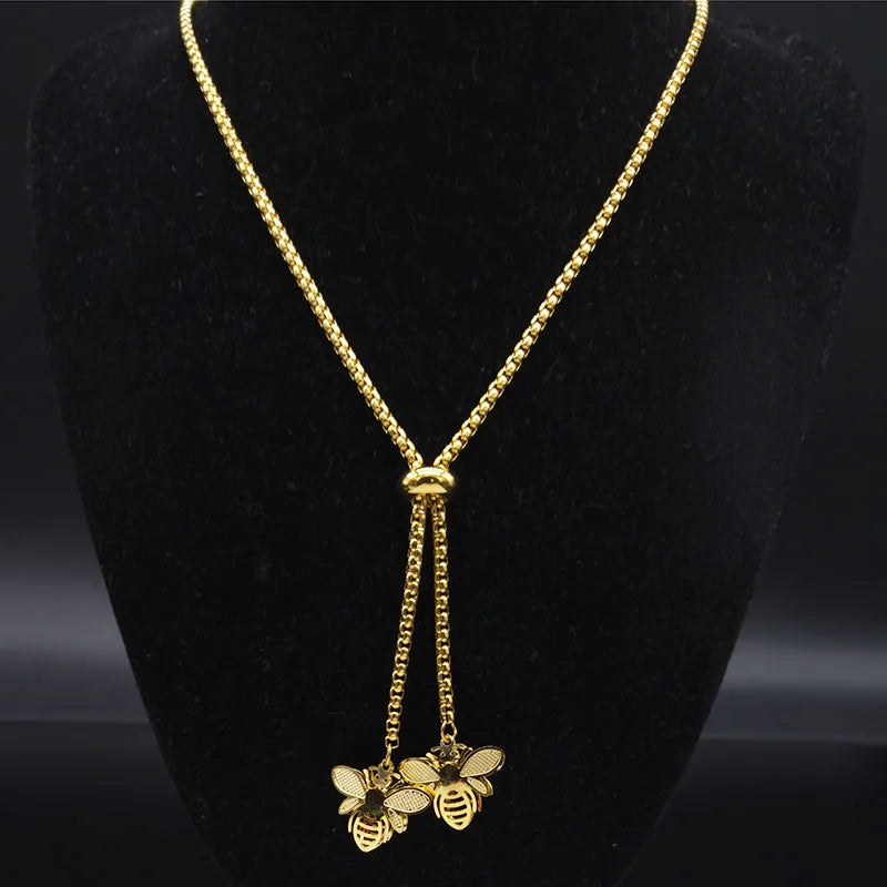 Halskette mit Bienen-Anhänger aus Gold