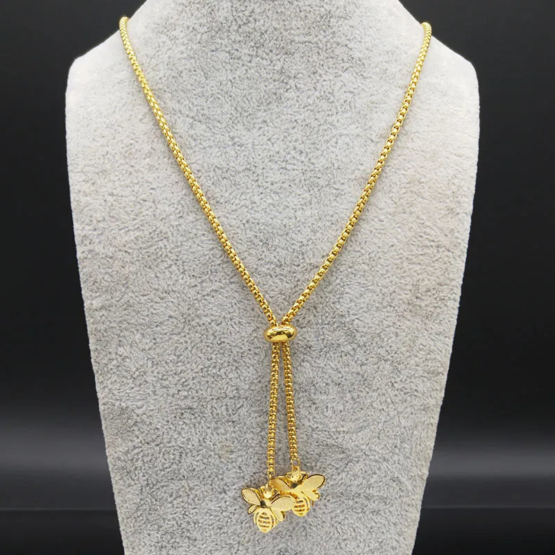 Halskette mit Bienen-Anhänger aus Gold