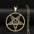 Halskette mit Baphomet Satan Gothic Anhänger Gold