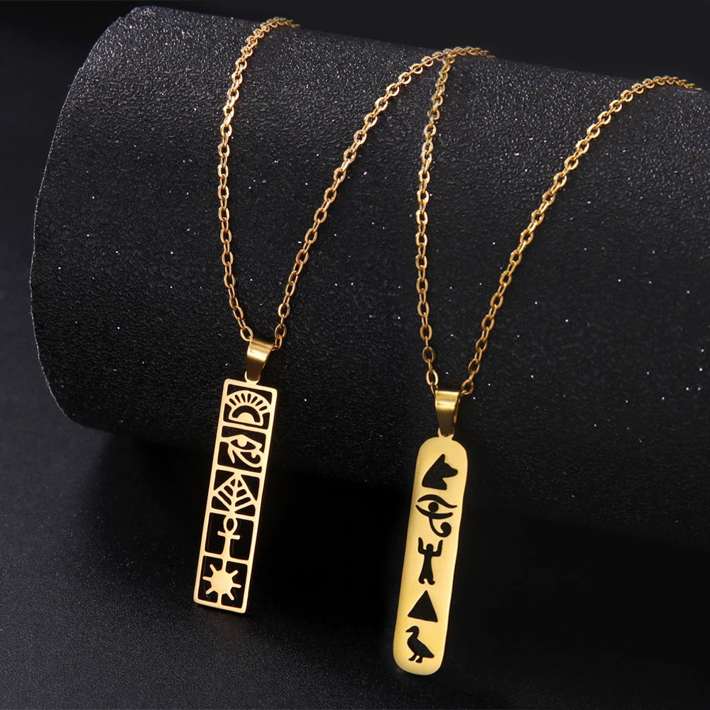 Cartouche Pendant Necklace Egyptian Hieroglyphs