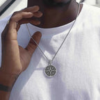 Collier Pendentif Compas Nautique Boussole Rose des Vents Homme