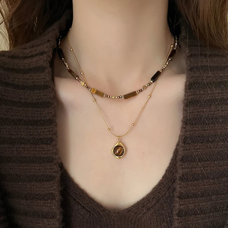 Collier Pendentif de Protection Oeil de Tigre B