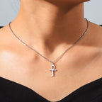 Ägyptisches Anhängerhalsband Ankh-Kreuz für Damen Silber