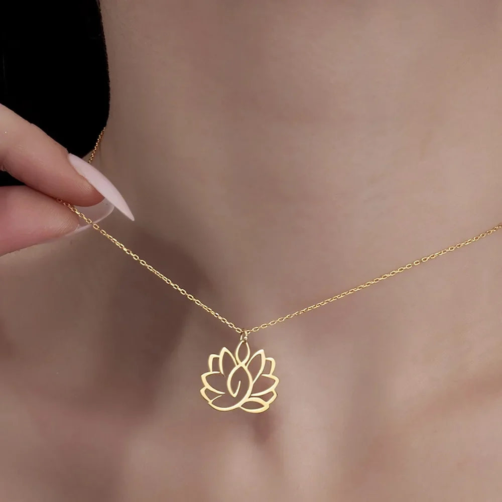 Halskette Anhänger Damen Lotusblume Gold