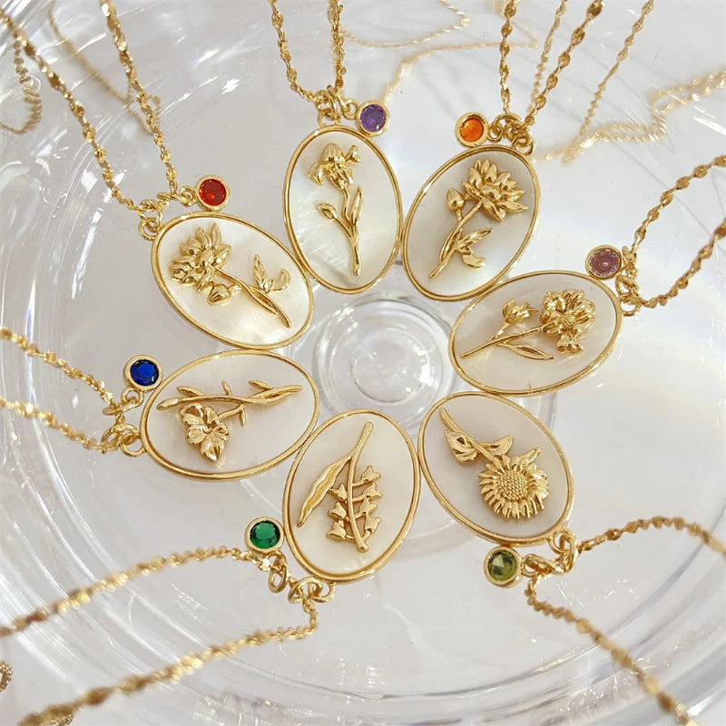 Collier Pendentif Fleur Signe du Zodiaque