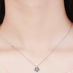 Collana Ciondolo Fiocco di Neve Donna Argento Blu