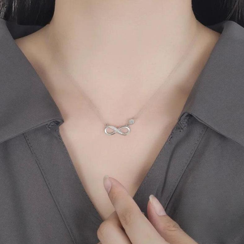Unendlich Anhänger Halskette Zirkon Damen Silber