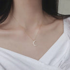 Mondanhänger Halskette aus Zirkon für Damen in Gold